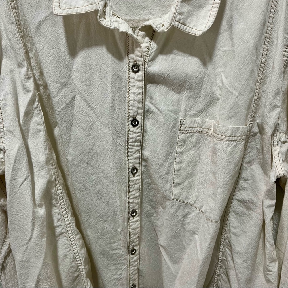 We The Free Cream Casual Button Down Shirt Shacket - Picture 3 of 13
